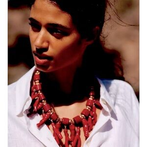 ZARA RED BEADED NECKLACE NWT